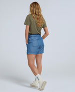 Loren Womens Paper Bag Shorts - Blue