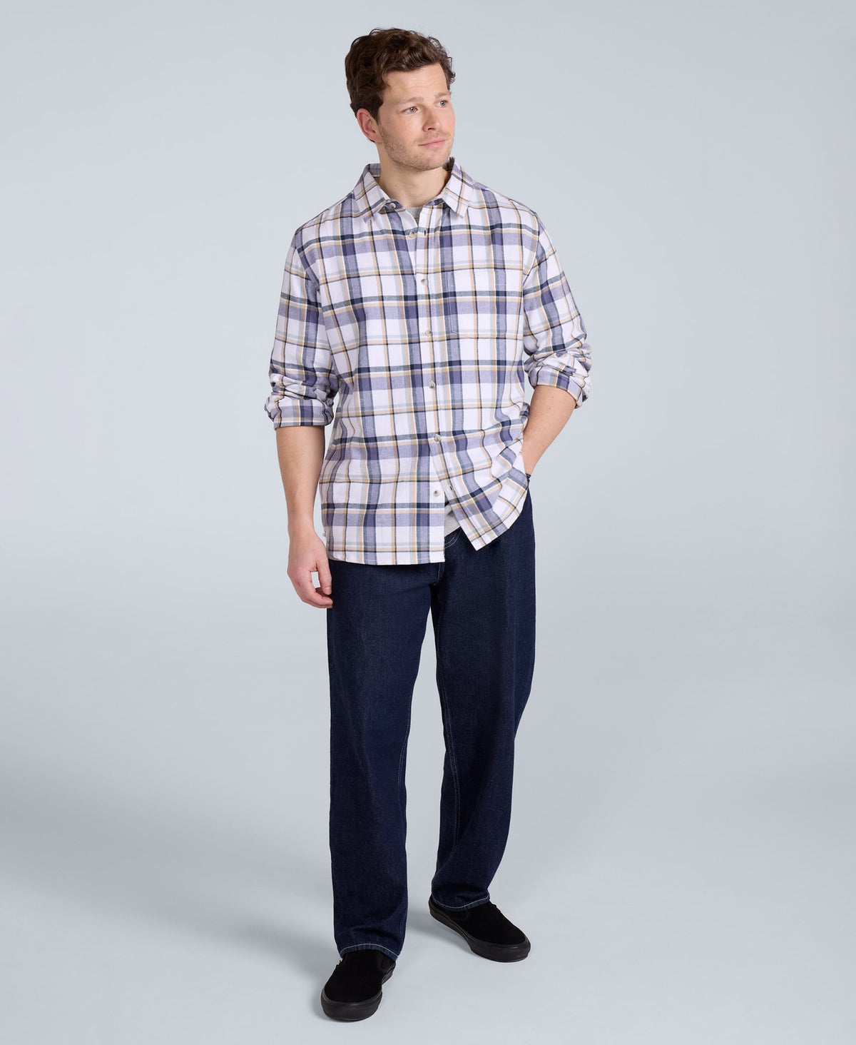 Cove Mens Flannel Shirt - Beige