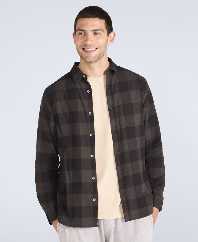 Cove Mens Flannel Shirt - Black