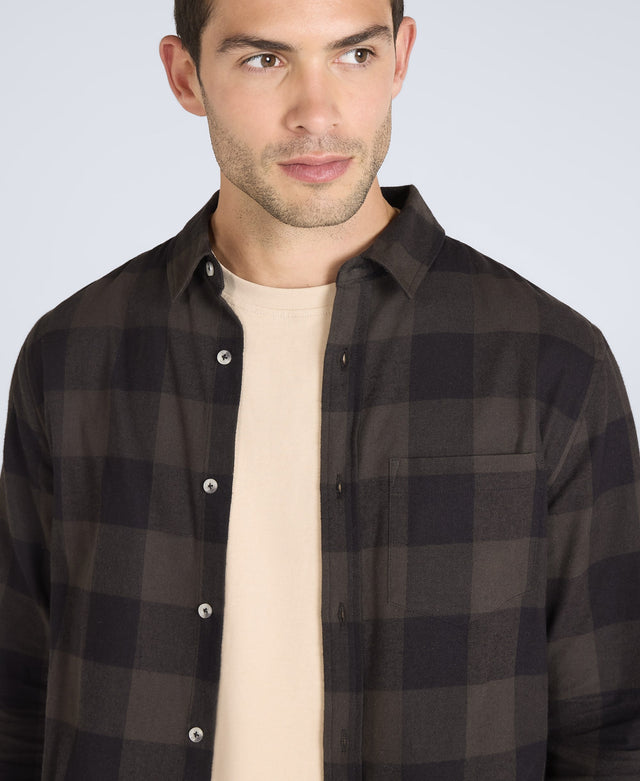 Cove Mens Flannel Shirt - Black