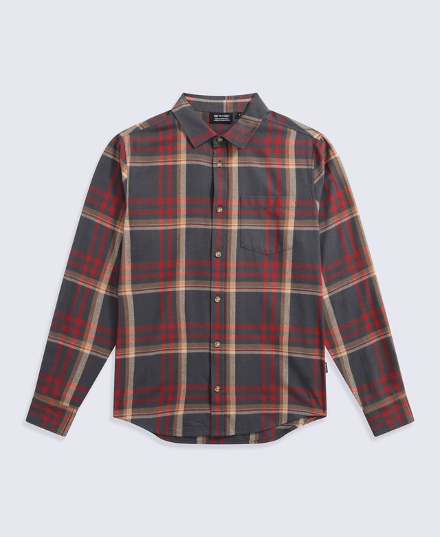 Cove Mens Flannel Shirt - Burgundy