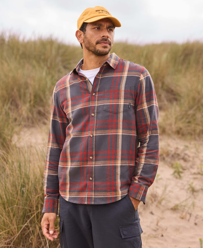 Cove Mens Flannel Shirt - Burgundy