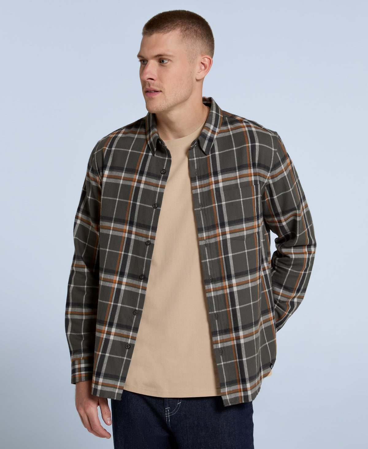 Cove Mens Flannel Shirt - Charcoal