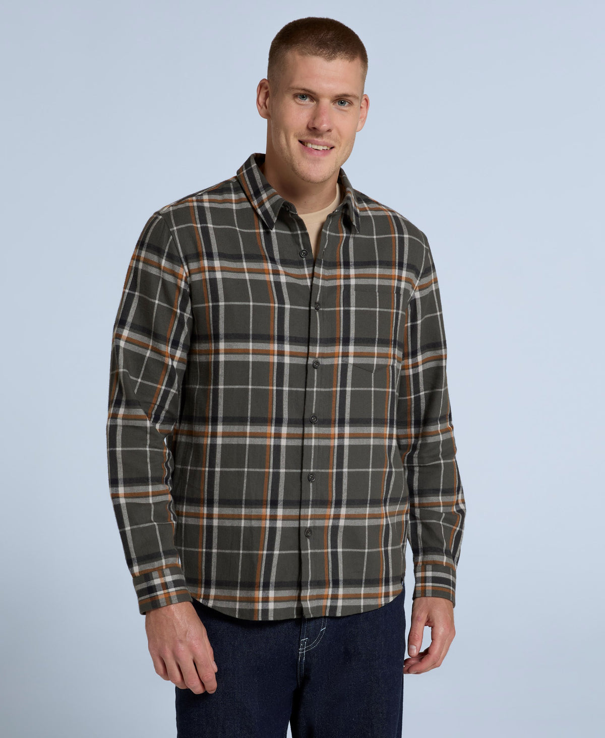 Cove Mens Flannel Shirt - Charcoal