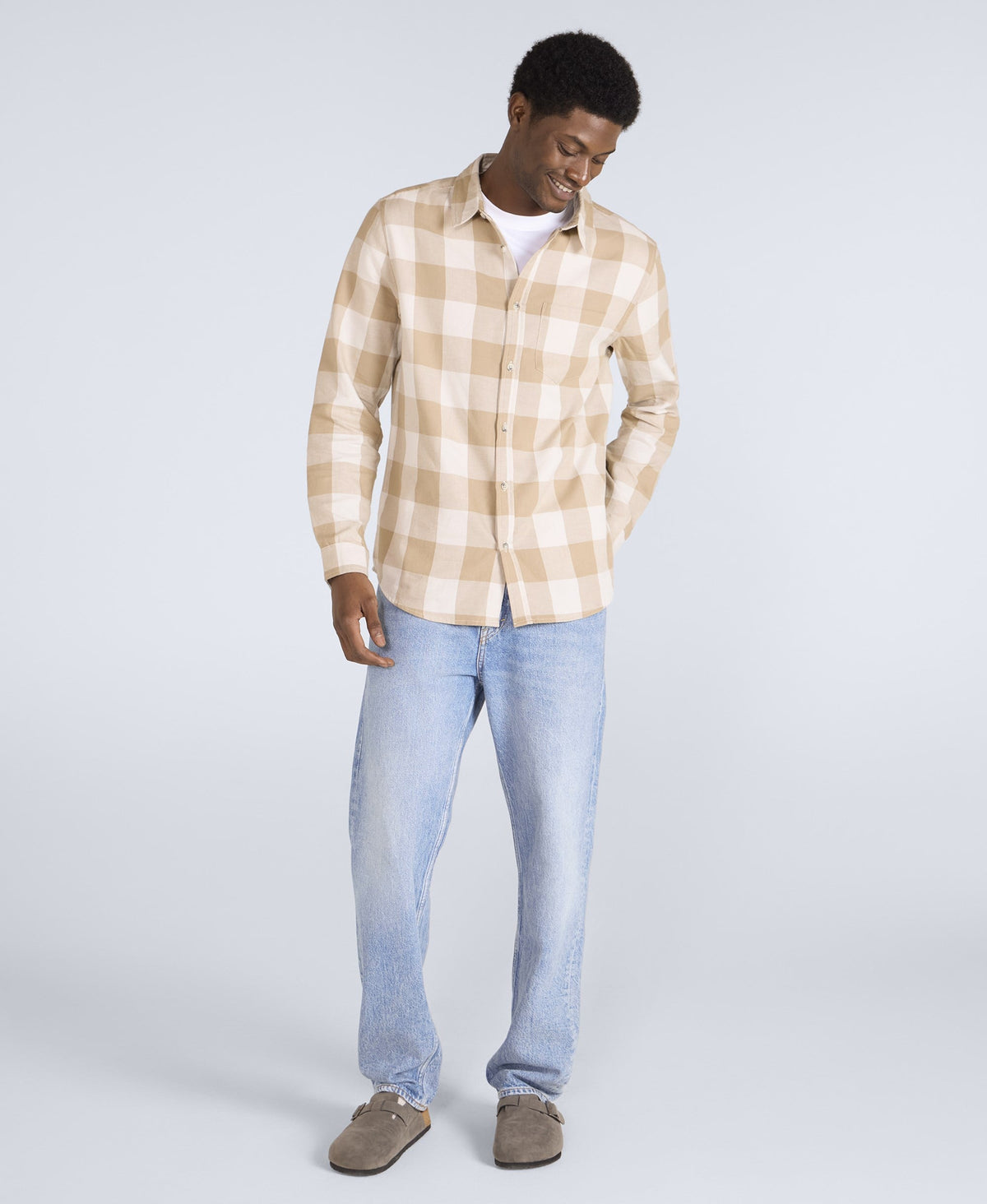 Cove Mens Flannel Shirt - Cream