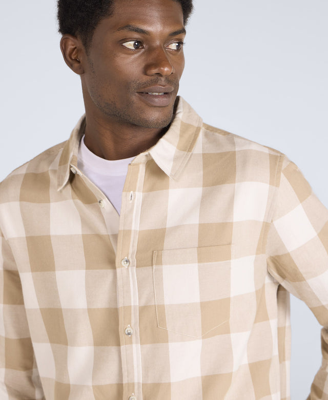 Cove Mens Flannel Shirt - Cream