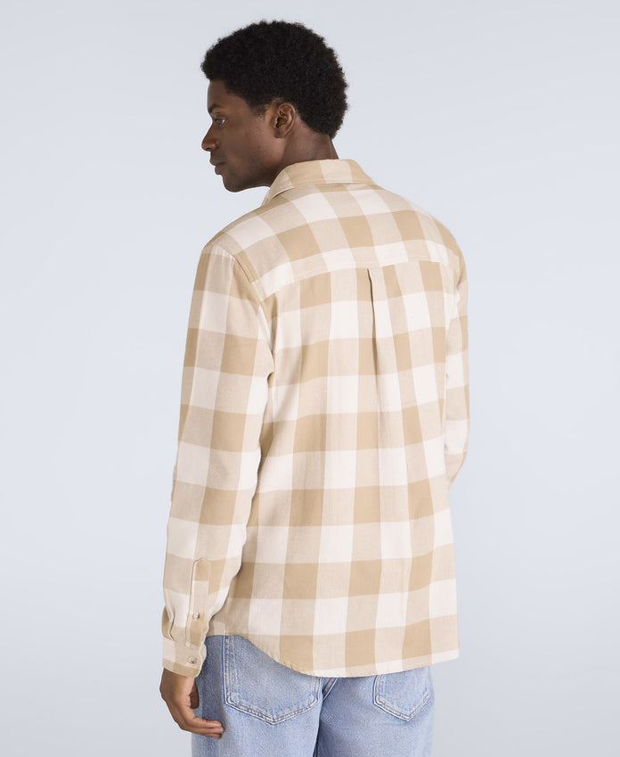 Cove Mens Flannel Shirt - Cream