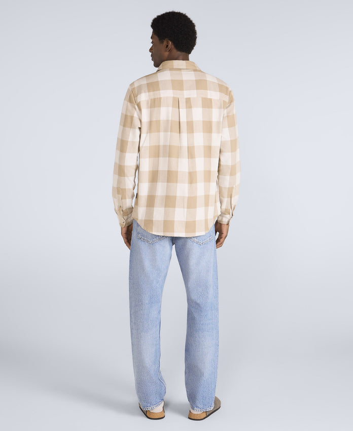 Cove Mens Flannel Shirt - Cream