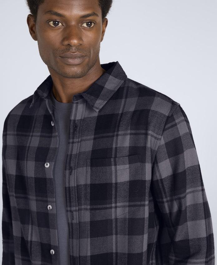 Cove Mens Flannel Shirt - Dark Grey