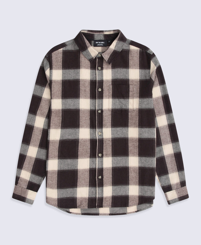 Cove Mens Flannel Shirt - Grey