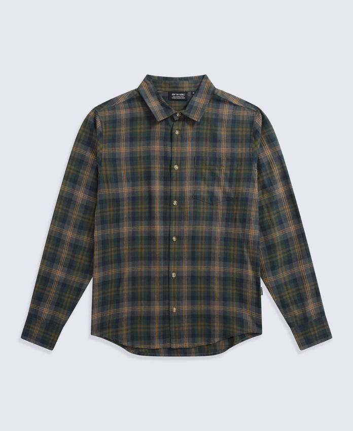 Cove Mens Flannel Shirt - Khaki