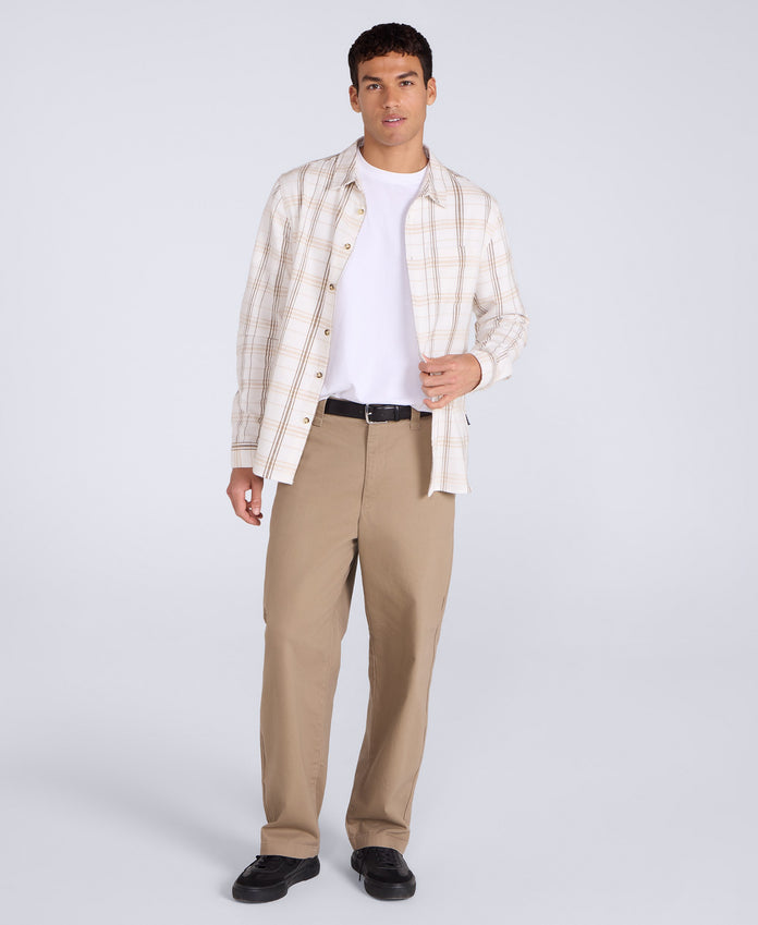 Cove Mens Flannel Shirt - Light Beige
