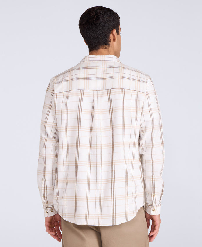 Cove Mens Flannel Shirt - Light Beige