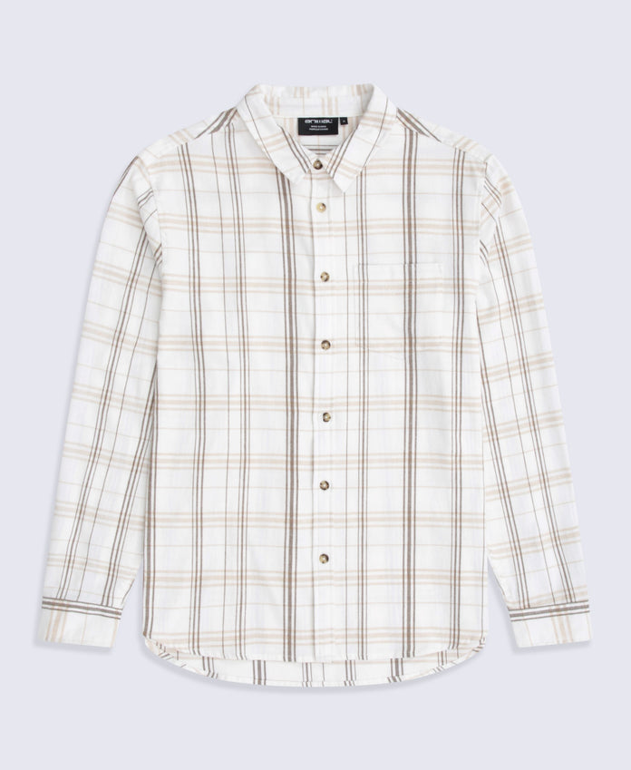 Cove Mens Flannel Shirt - Light Beige
