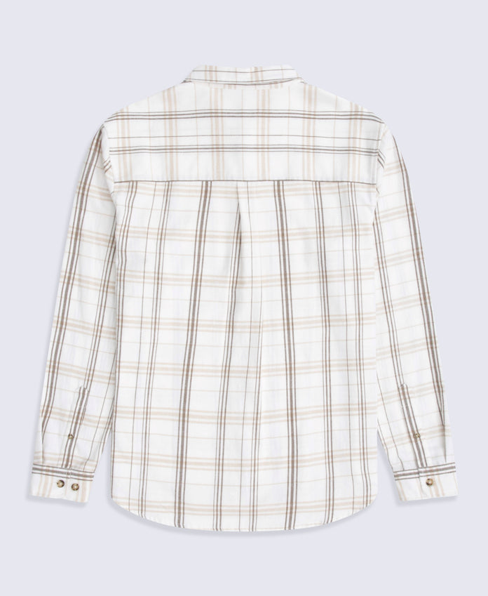 Cove Mens Flannel Shirt - Light Beige