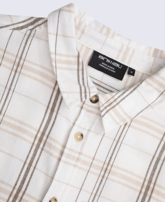 Cove Mens Flannel Shirt - Light Beige