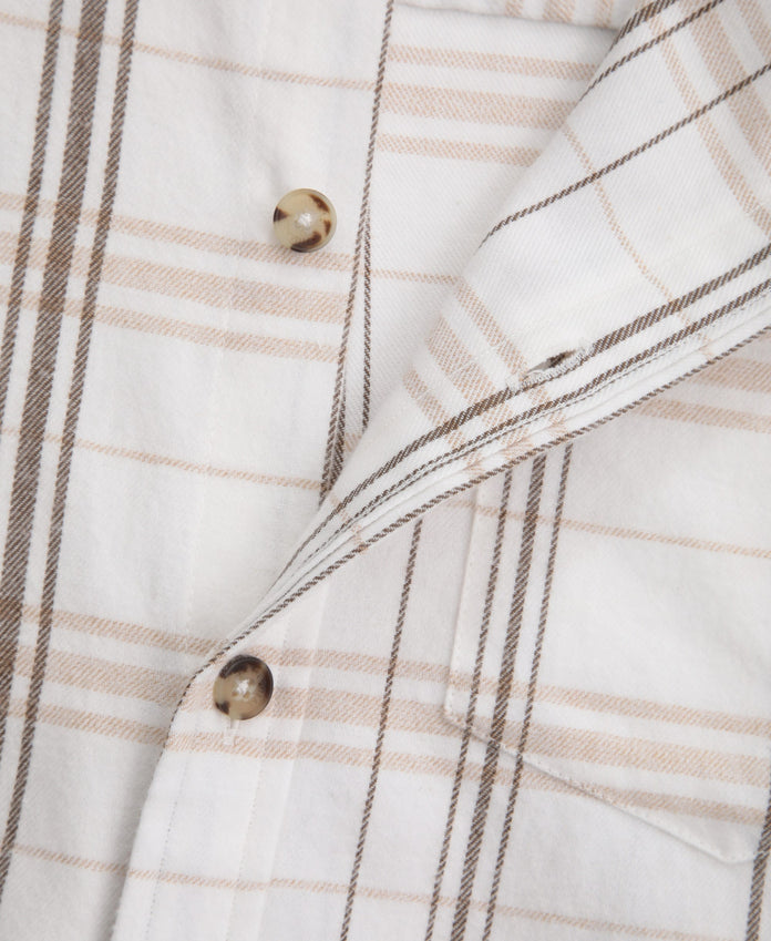 Cove Mens Flannel Shirt - Light Beige