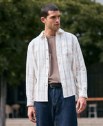 Cove Mens Flannel Shirt - Light Beige