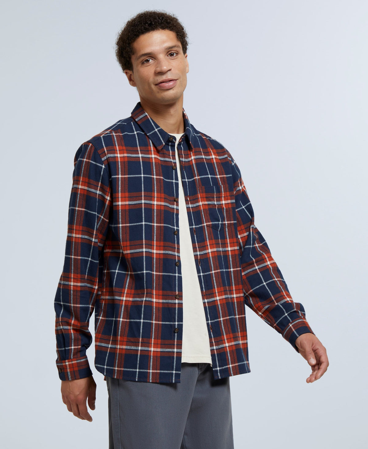 Cove Mens Flannel Shirt - Navy