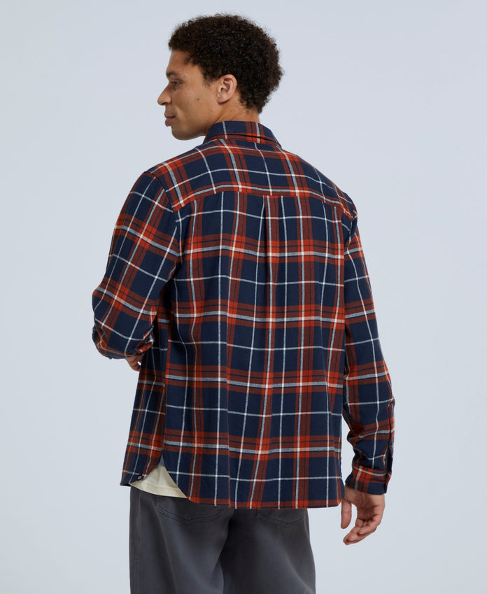 Cove Mens Flannel Shirt - Navy