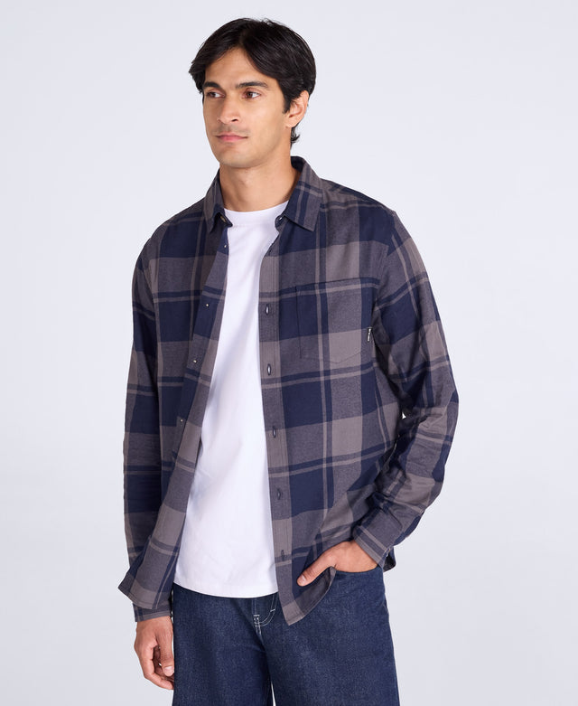 Cove Mens Flannel Shirt - Navy