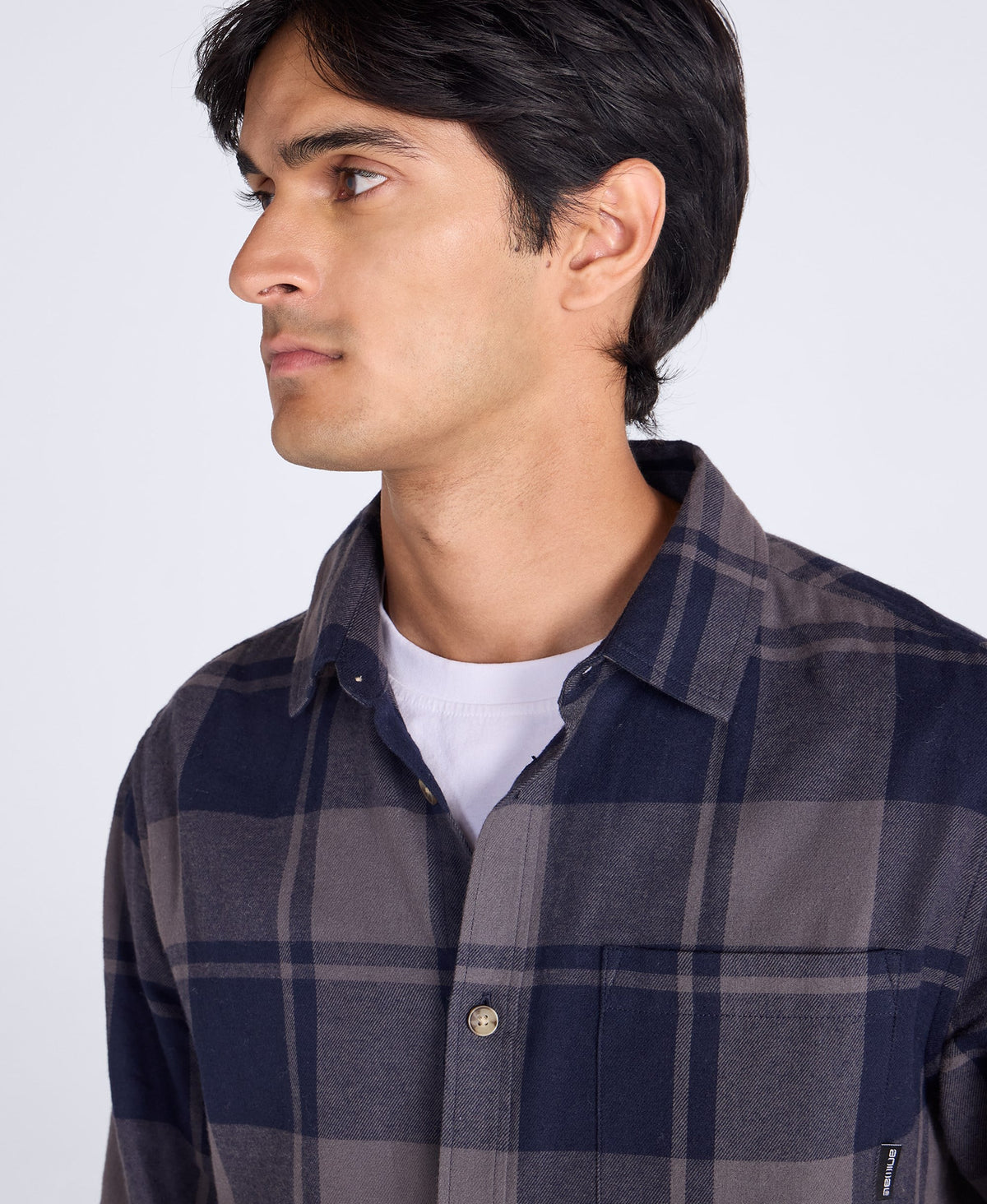 Cove Mens Flannel Shirt - Navy