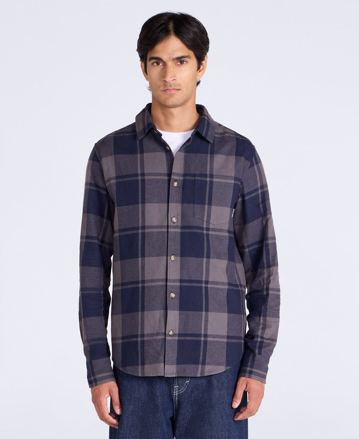 Cove Mens Flannel Shirt - Navy