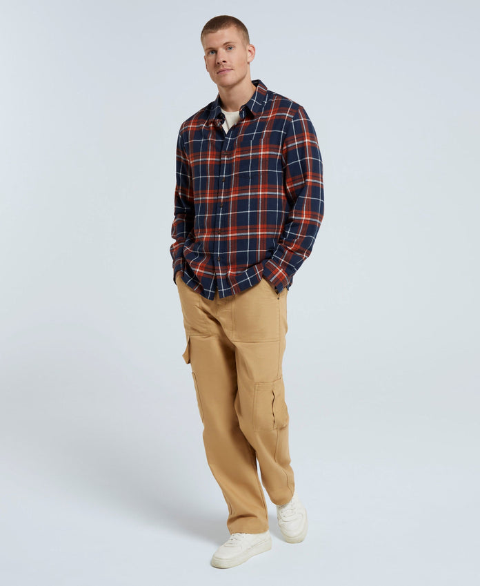 Cove Mens Flannel Shirt - Navy