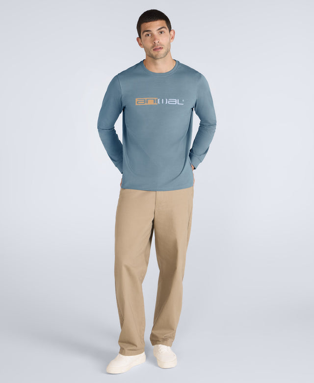 Tommy Mens Graphic Long Sleeve Tee - Blue