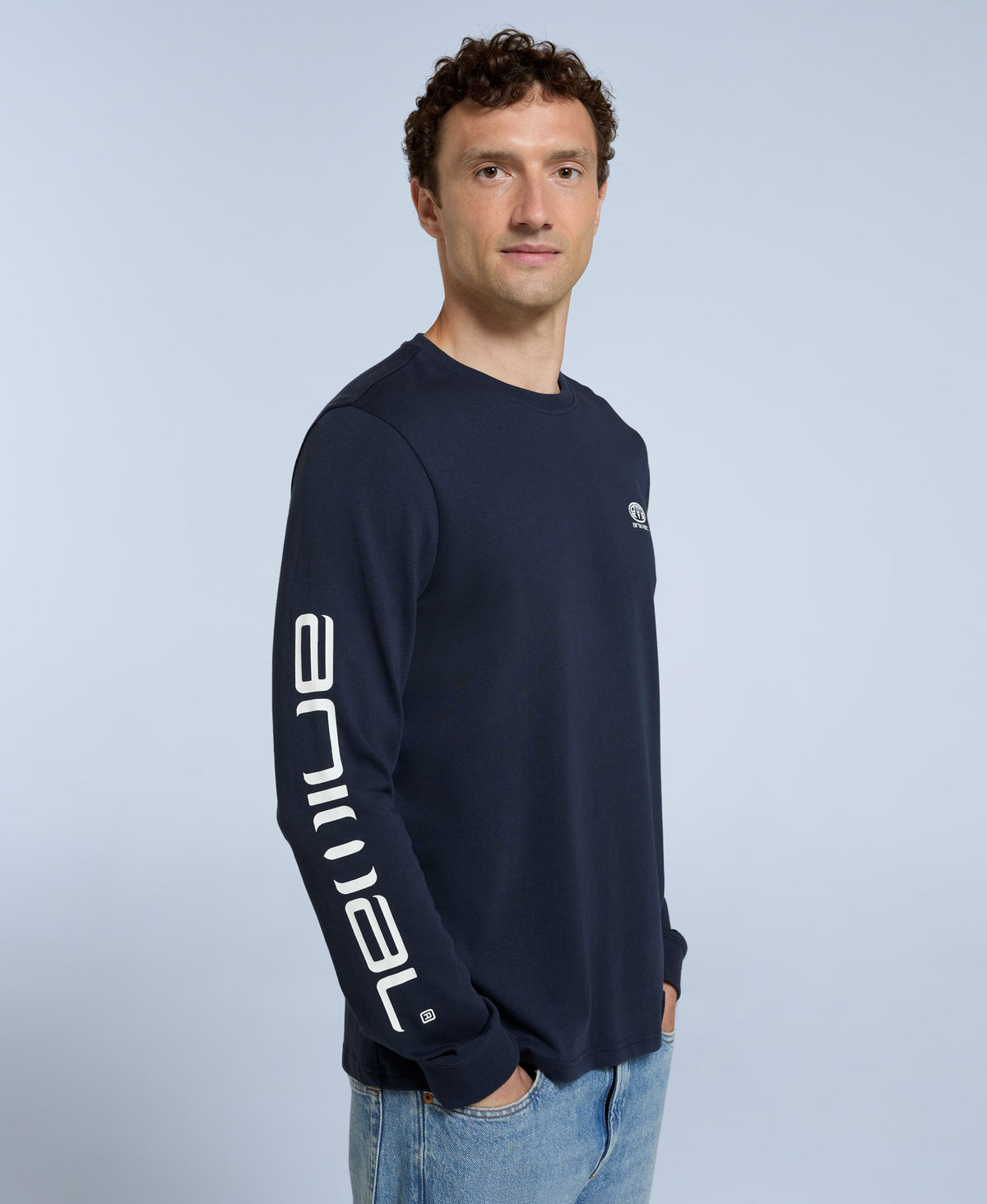 Tommy Mens Graphic Long Sleeve Tee - Dark Blue