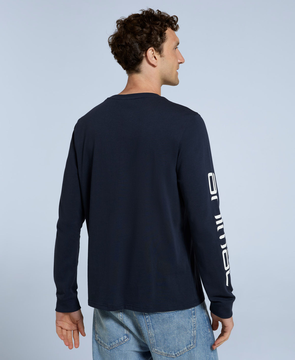 Tommy Mens Graphic Long Sleeve Tee - Dark Blue