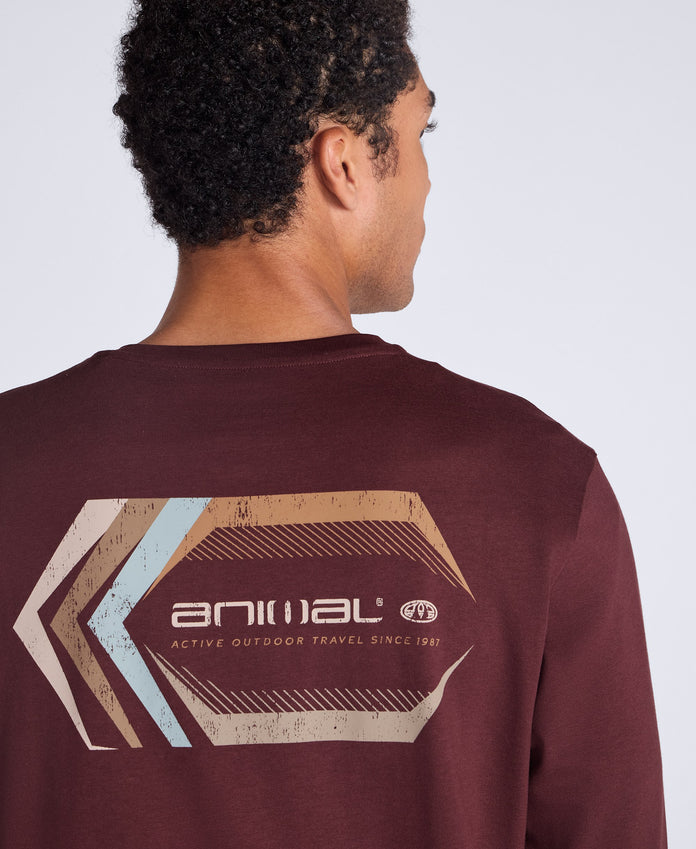 Tommy Mens Graphic Long Sleeve Tee - Dark Burgundy