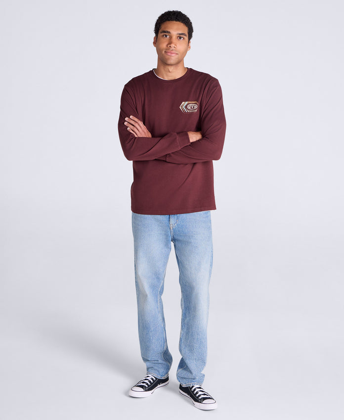 Tommy Mens Graphic Long Sleeve Tee - Dark Burgundy