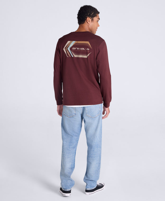 Tommy Mens Graphic Long Sleeve Tee - Dark Burgundy