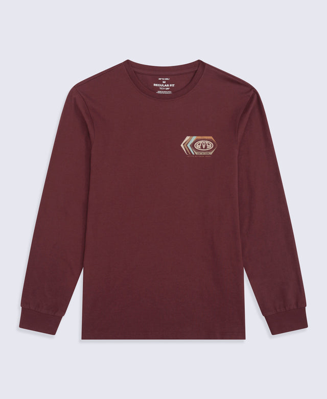 Tommy Mens Graphic Long Sleeve Tee - Dark Burgundy