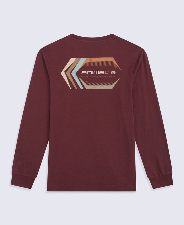 Tommy Mens Graphic Long Sleeve Tee - Dark Burgundy