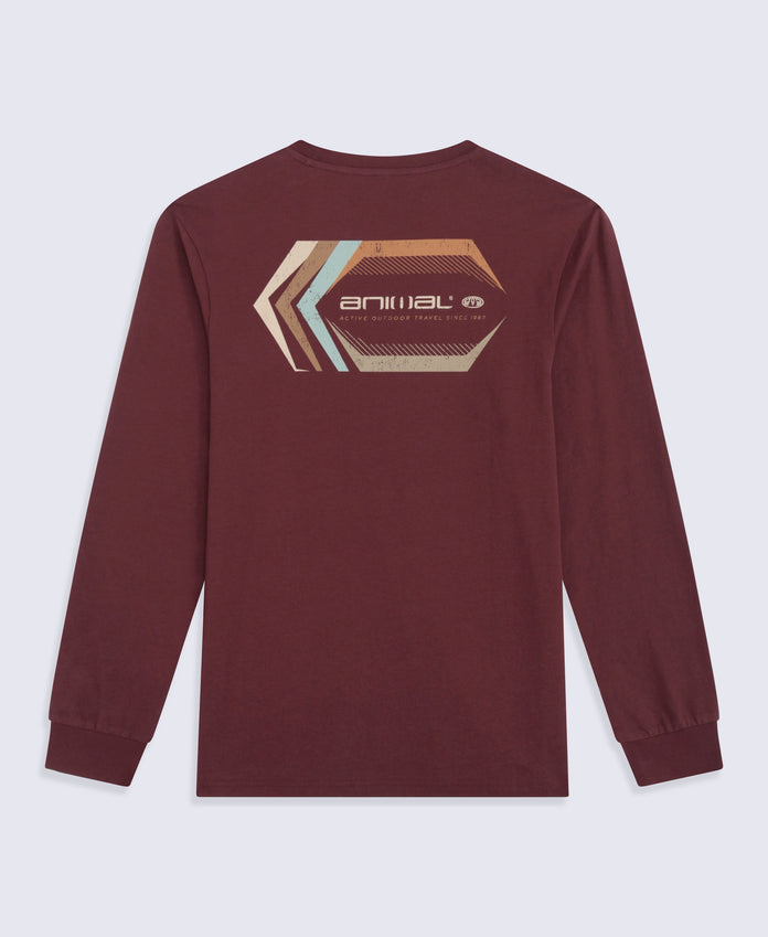 Tommy Mens Graphic Long Sleeve Tee - Dark Burgundy