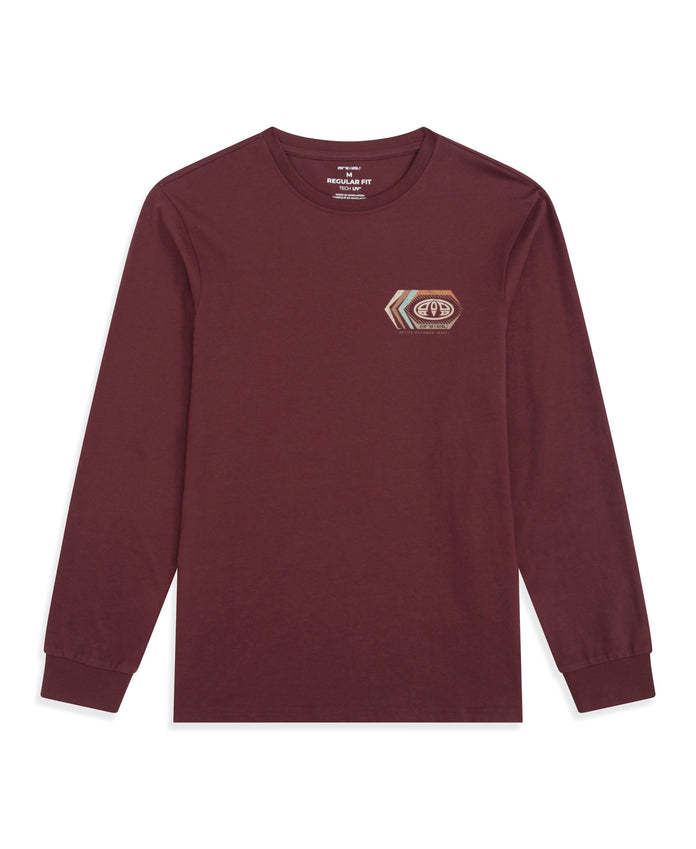 Tommy Mens Graphic Long Sleeve Tee - Dark Burgundy
