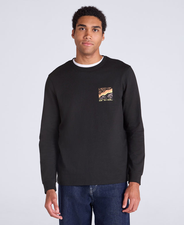 Tommy Mens Graphic Long Sleeve Tee - Jet Black