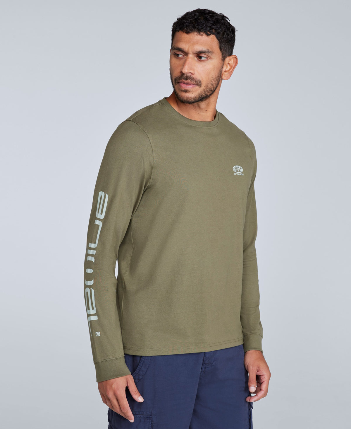 Tommy Mens Graphic Long Sleeve Tee - Khaki