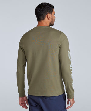 Tommy Mens Graphic Long Sleeve Tee - Khaki