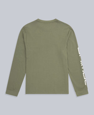 Tommy Mens Graphic Long Sleeve Tee - Khaki