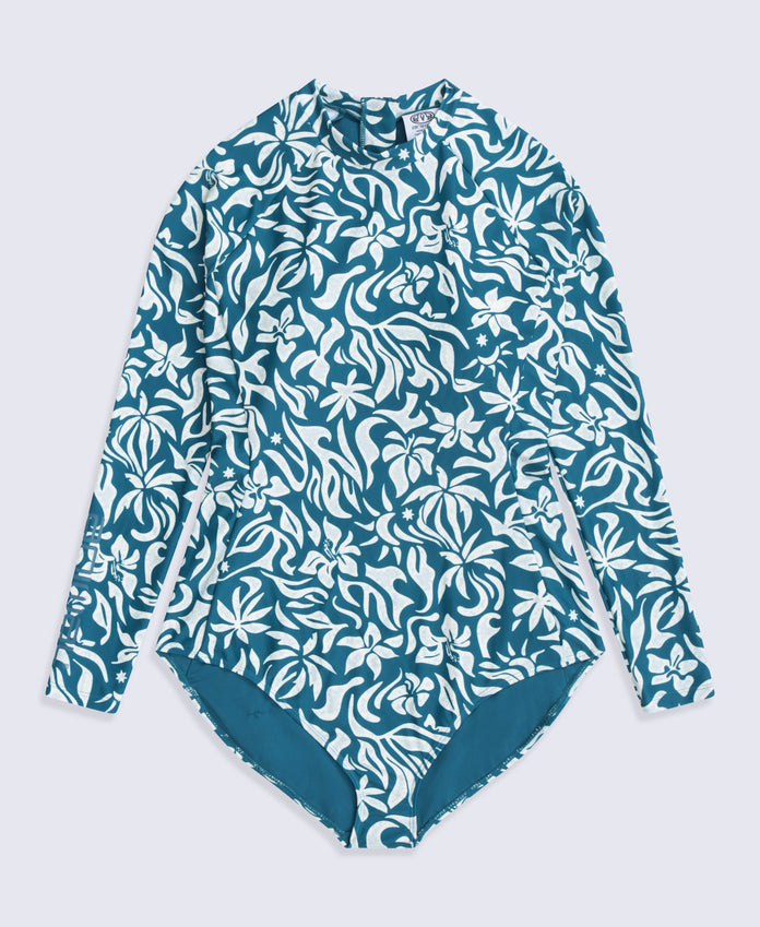 Isabella Womens Long Sleeve Swimsuit - Blue