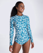 Isabella Womens Long Sleeve Swimsuit - Blue