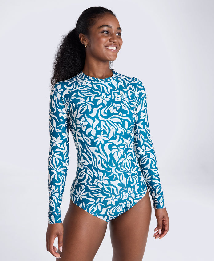 Isabella Womens Long Sleeve Swimsuit - Blue