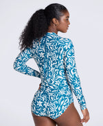 Isabella Womens Long Sleeve Swimsuit - Blue