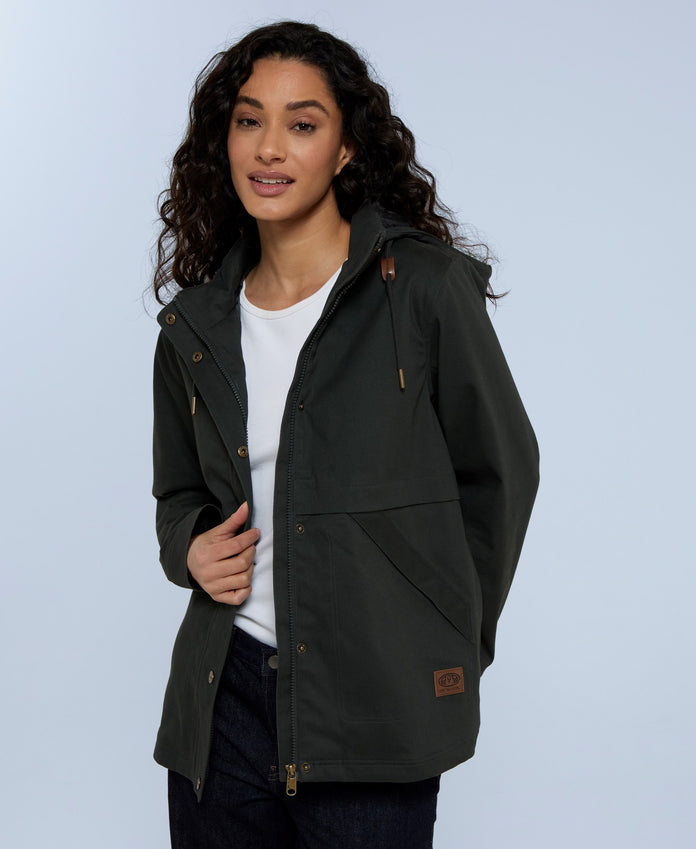 Padstow Womens Cotton Jacket - Dark Green
