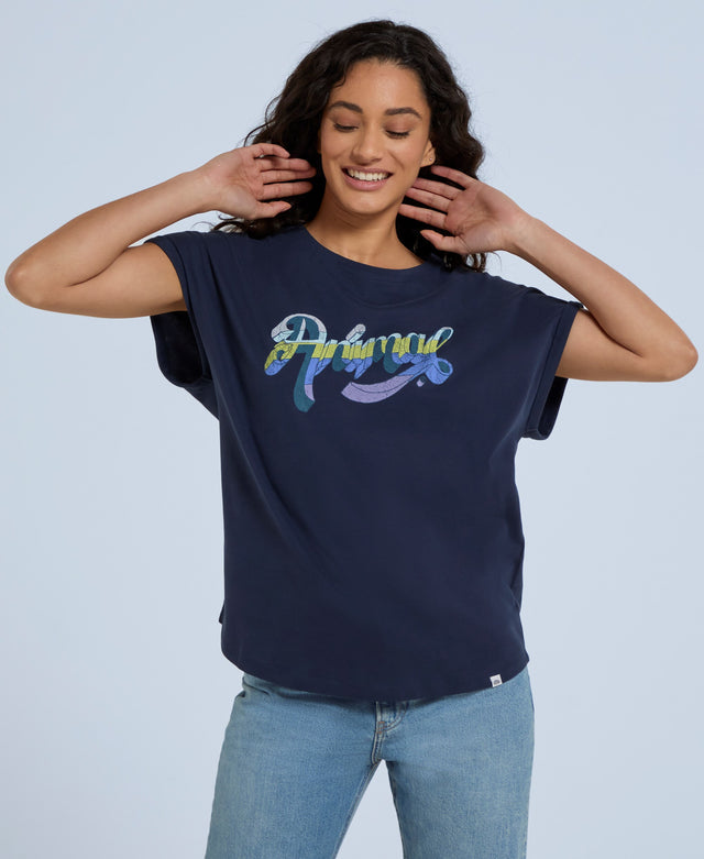 Holly Womens Organic Script T-Shirt - Navy