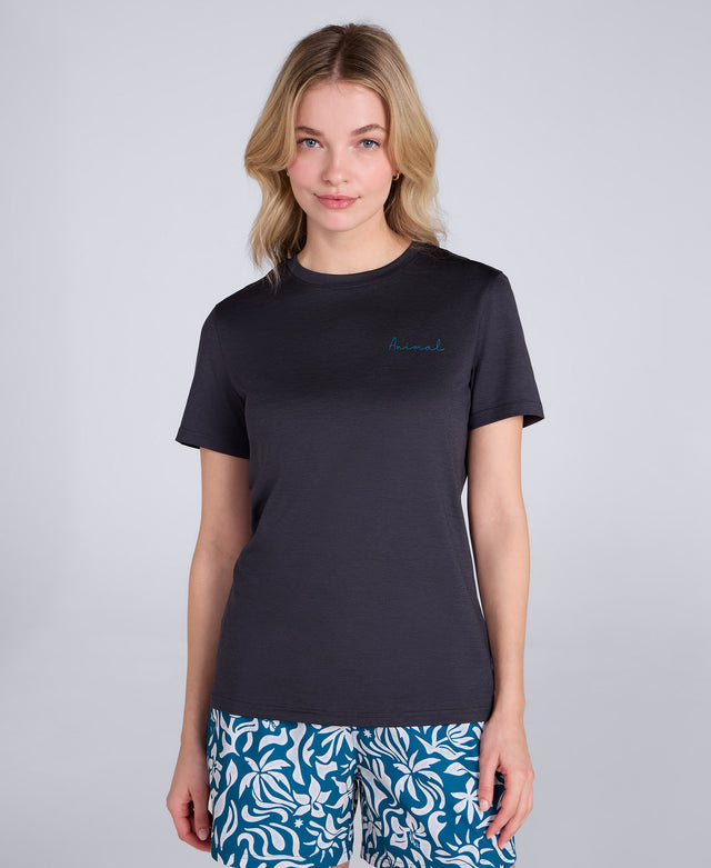 Latero Womens Hybrid Swim T-Shirt - Jet Black