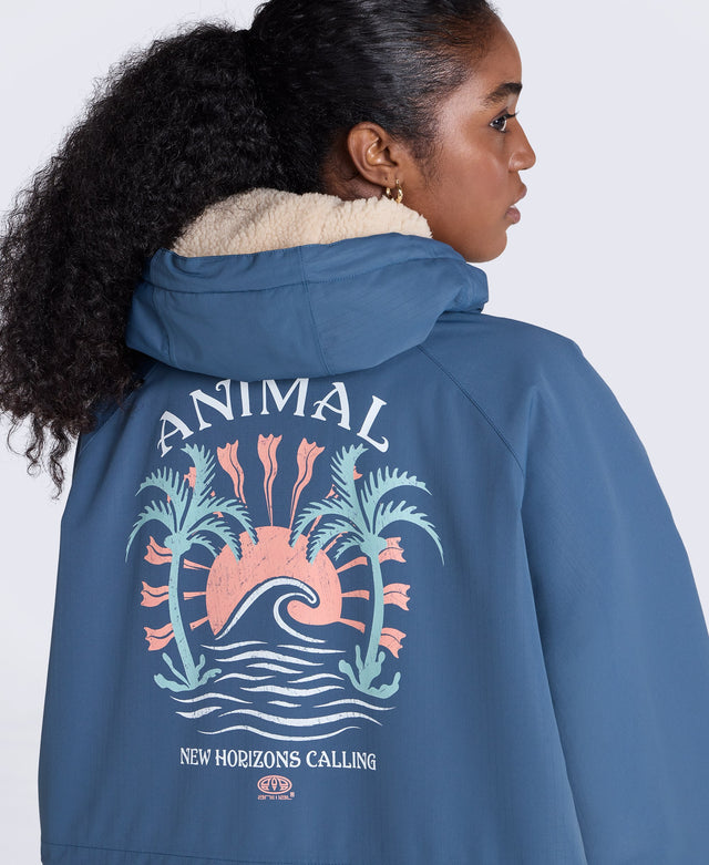 Hazey Womens Waterproof Beach Parka - Blue